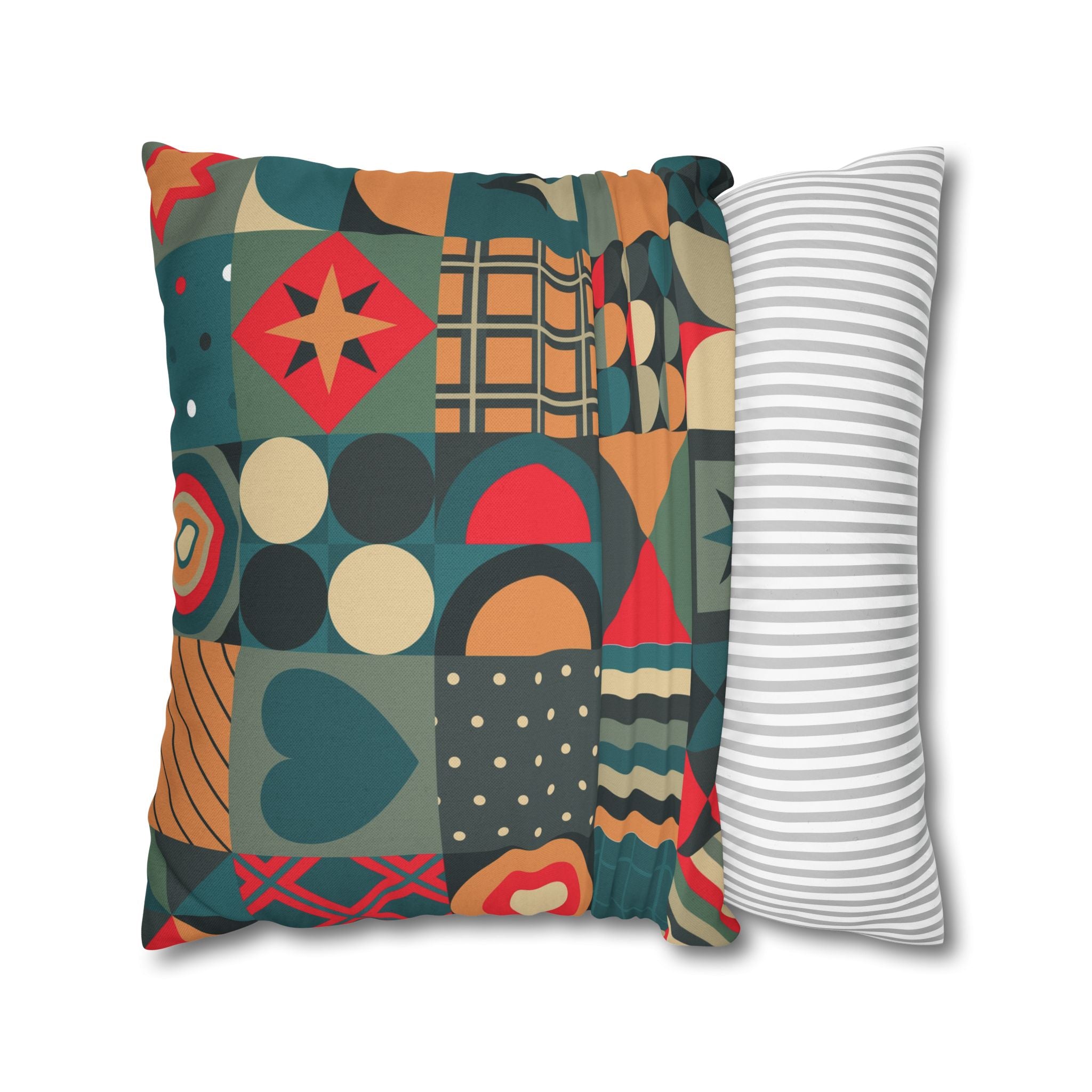 Pillowcase Geometric Christmas Design Blue Orange