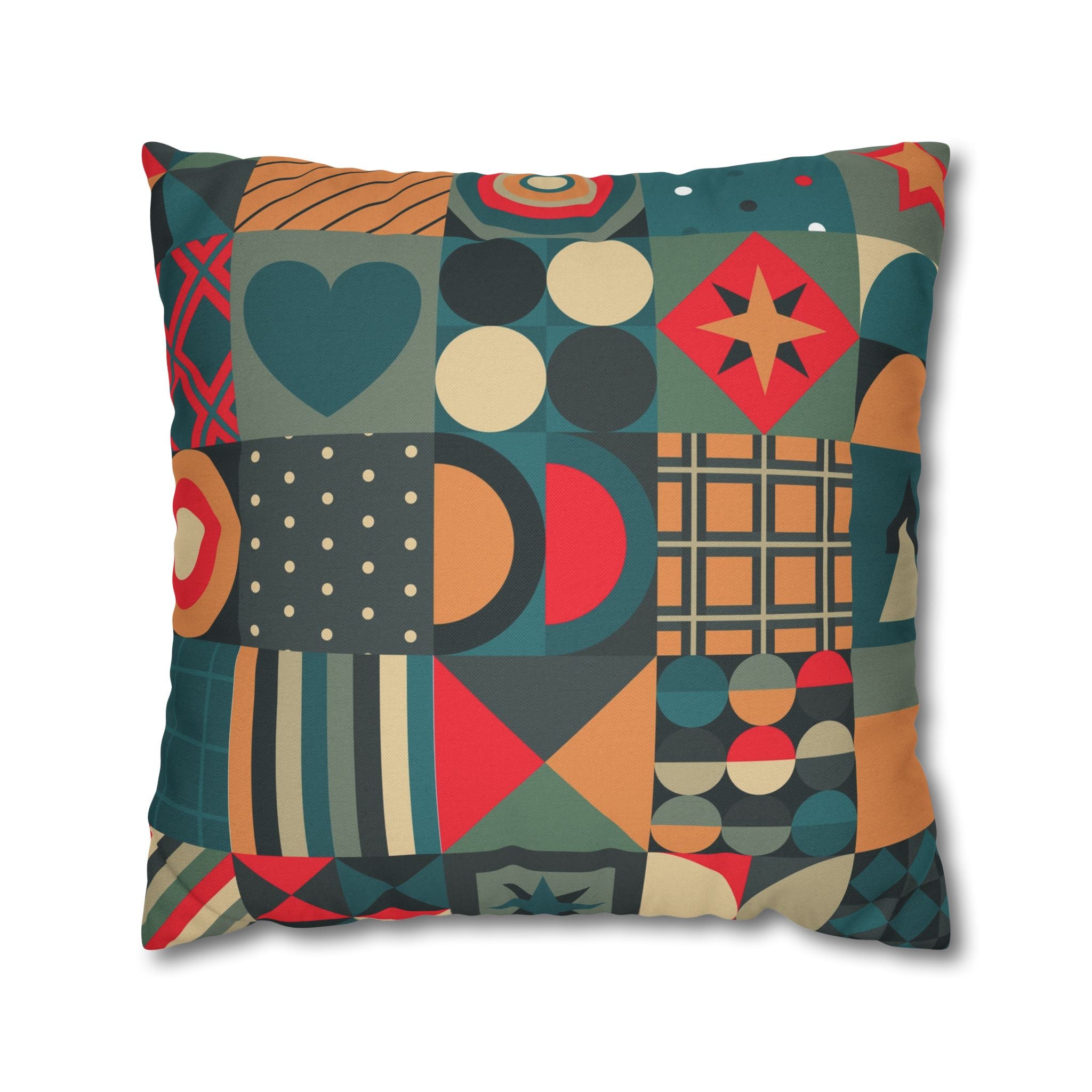 Pillowcase Geometric Christmas Design Blue Orange