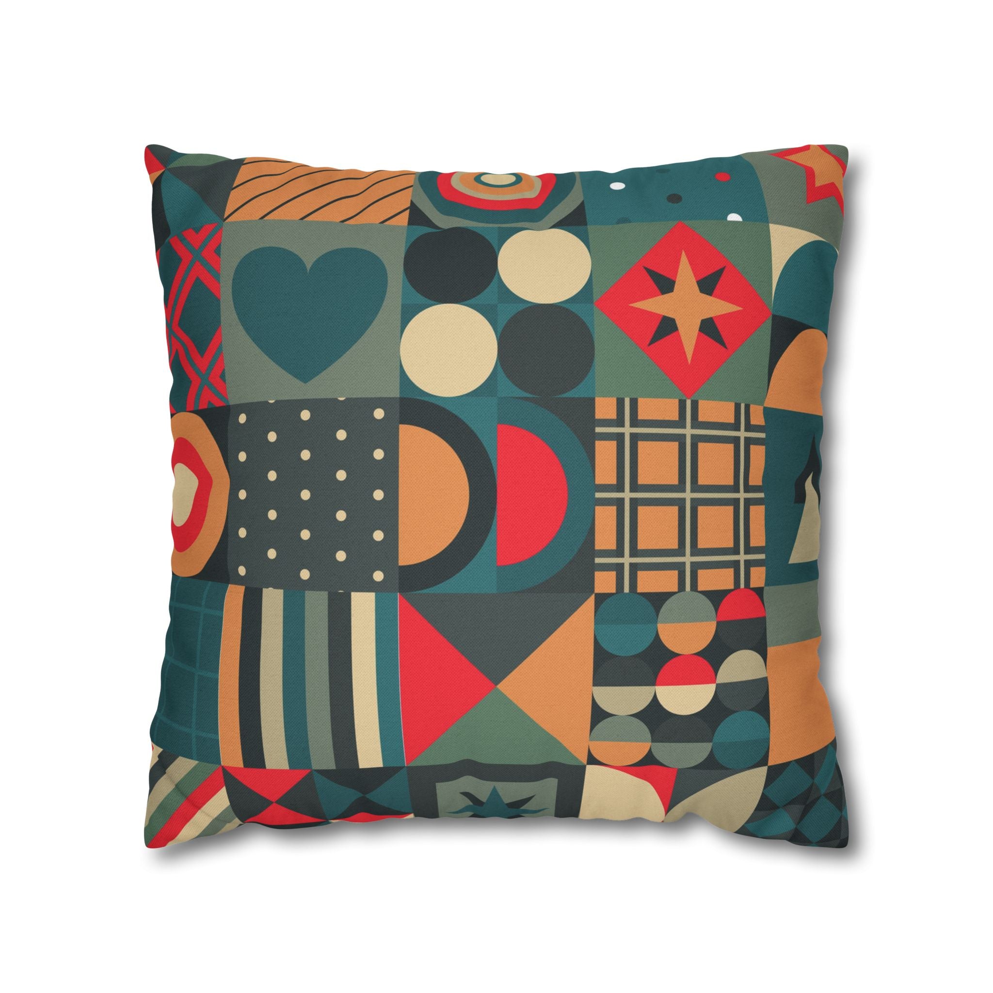 Pillowcase Geometric Christmas Design Blue Orange