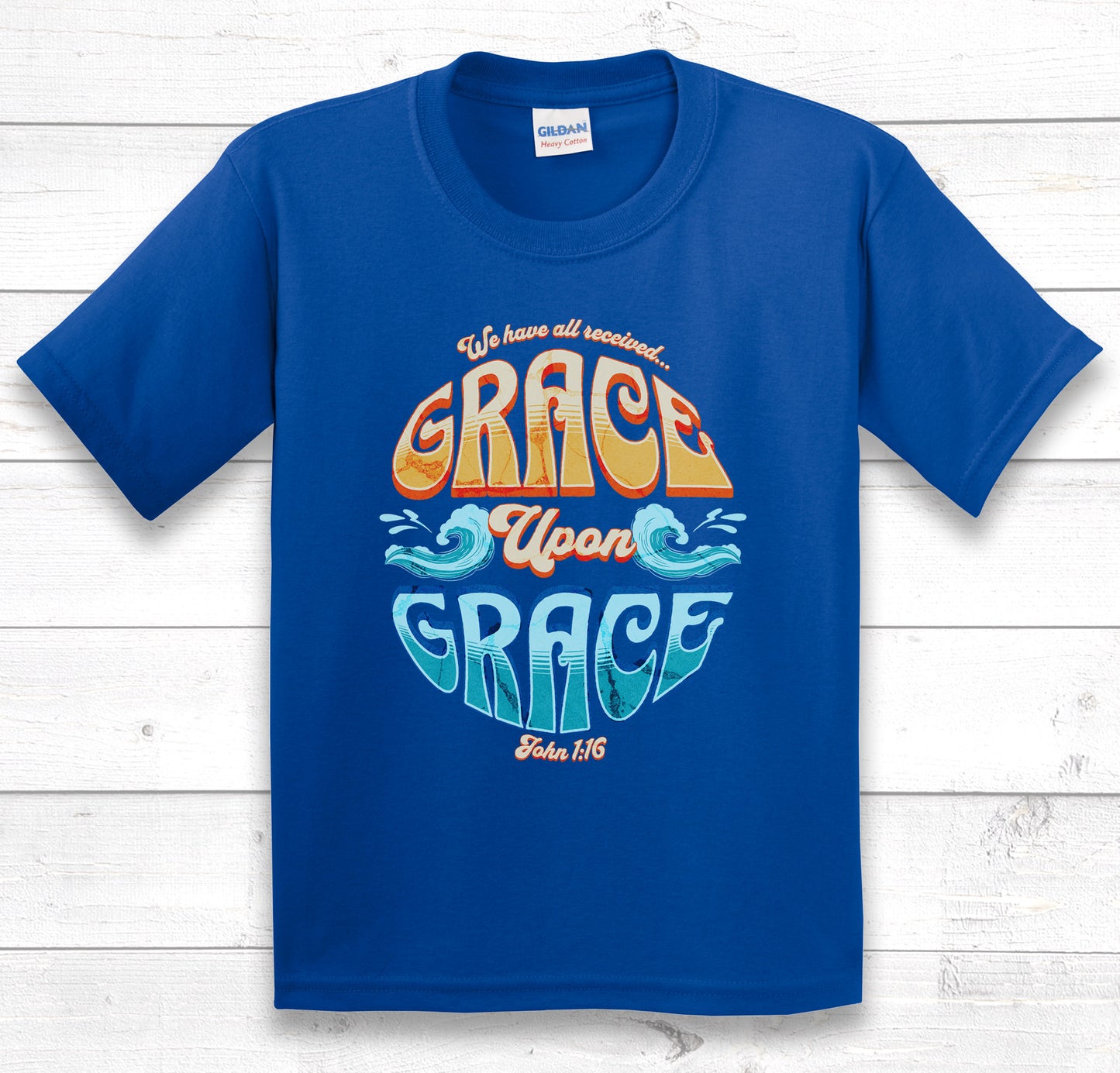 Grace Upon Grace kids t-shirt in royal blue