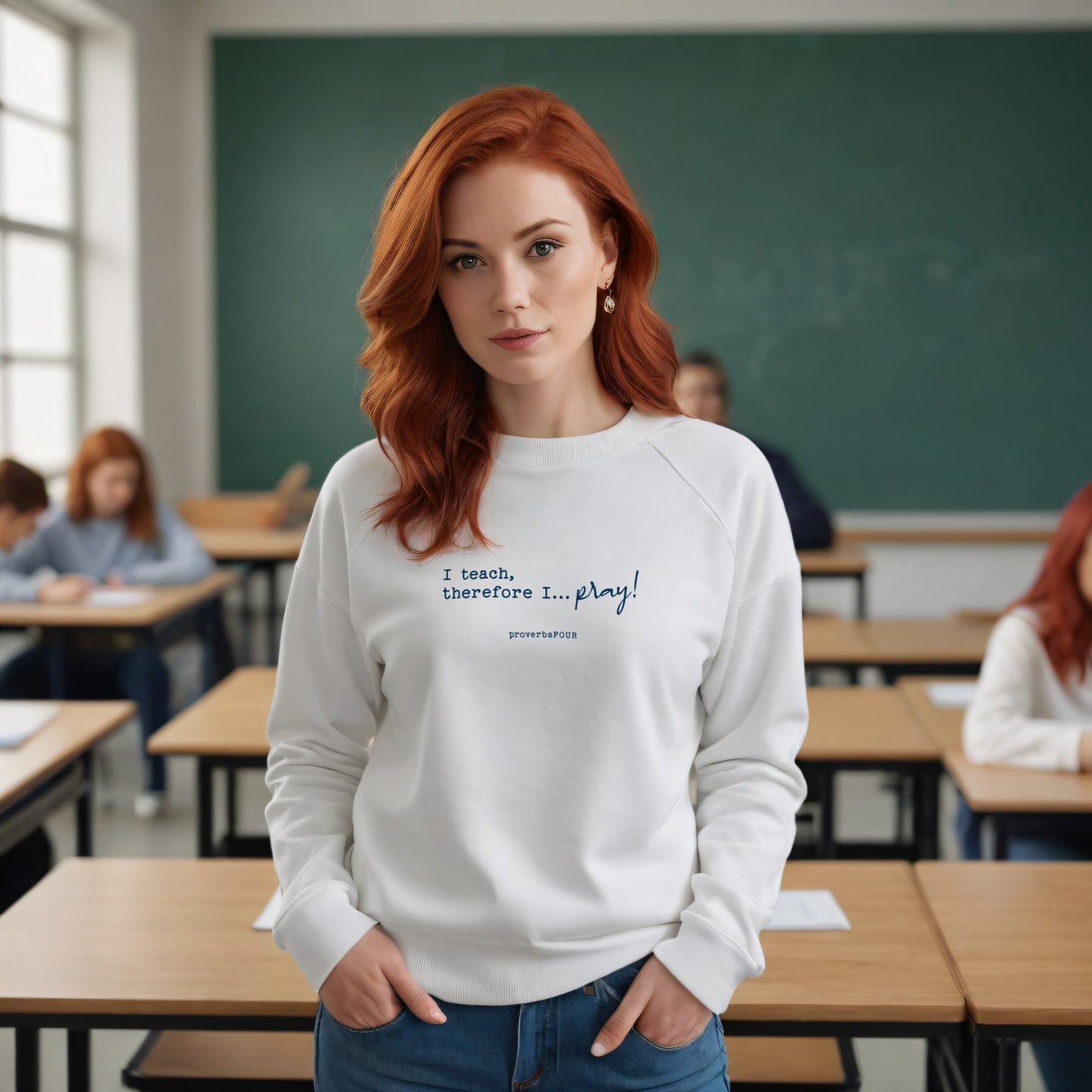 I Teach, Therefore I Pray! sweatshirt in white