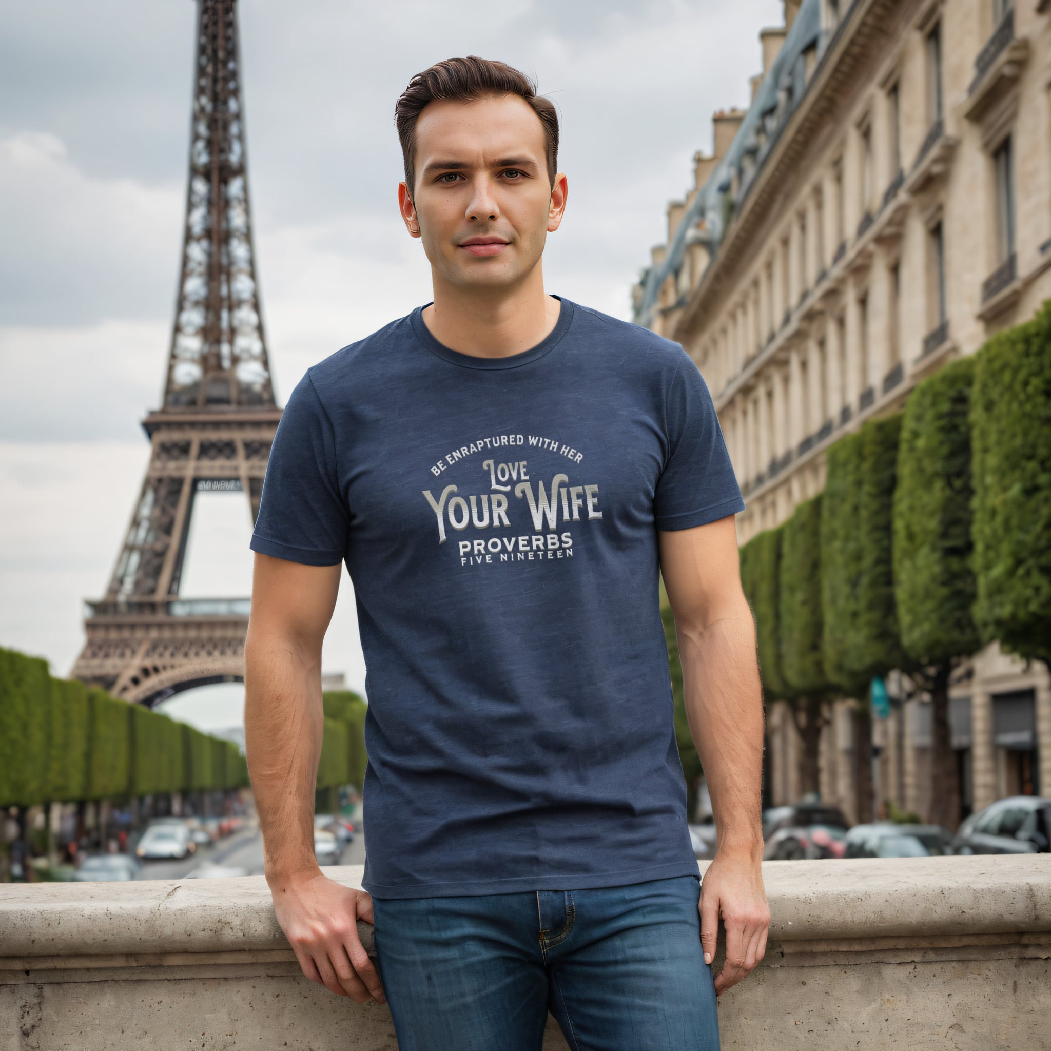 Love Your Wife t-shirt in heather navy