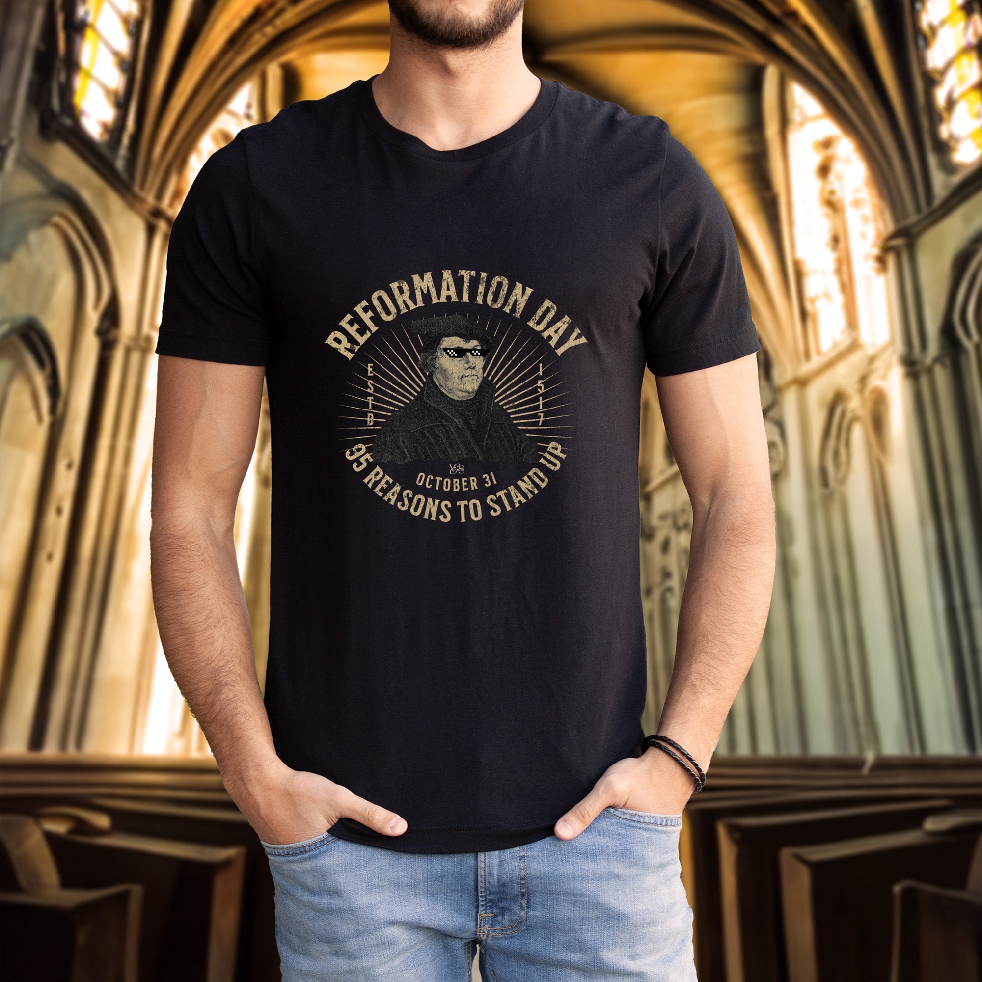 Reformation Day Martin Luther t-shirt in vintage black