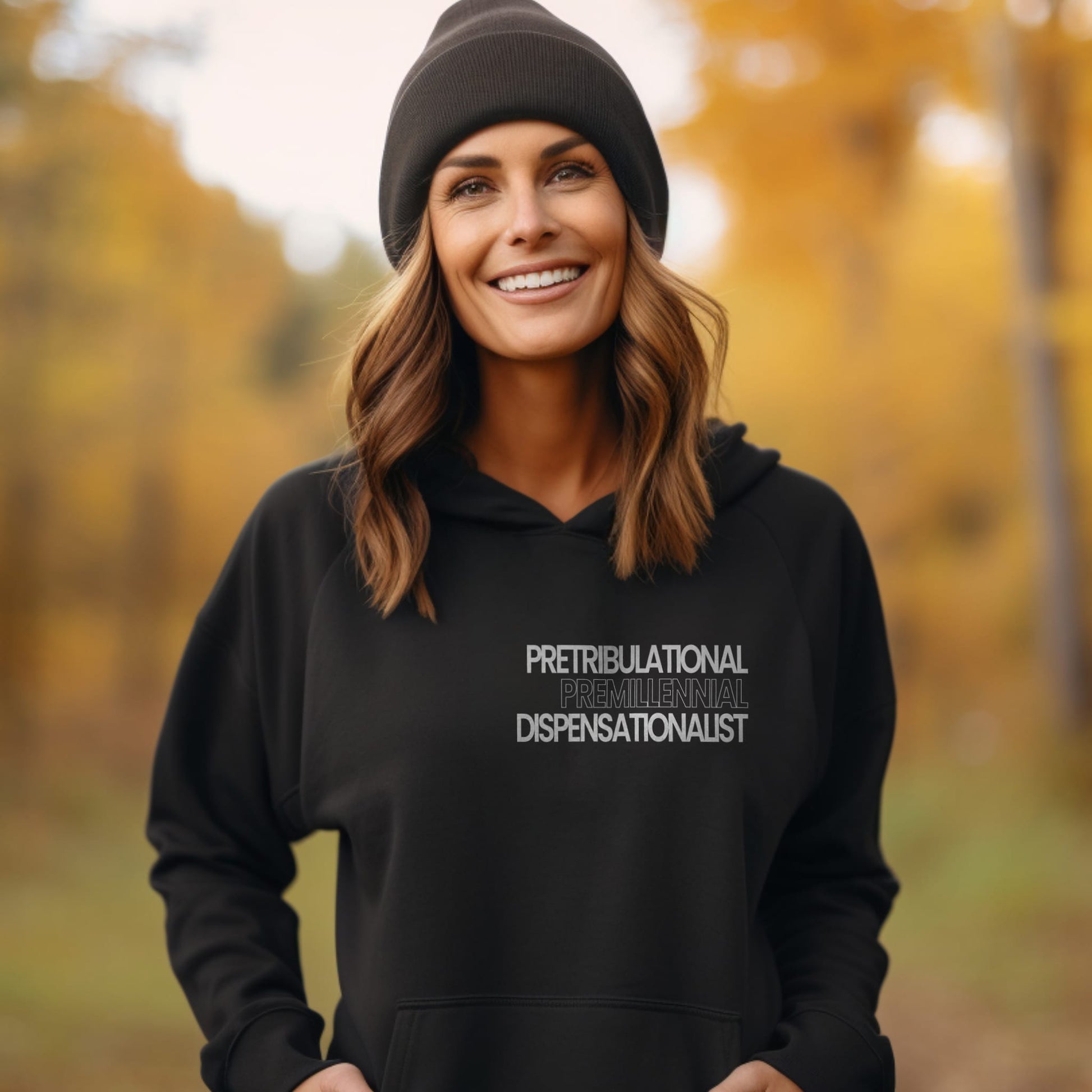Pretribulational, Premillennial, Dispensationalist hoodie in black